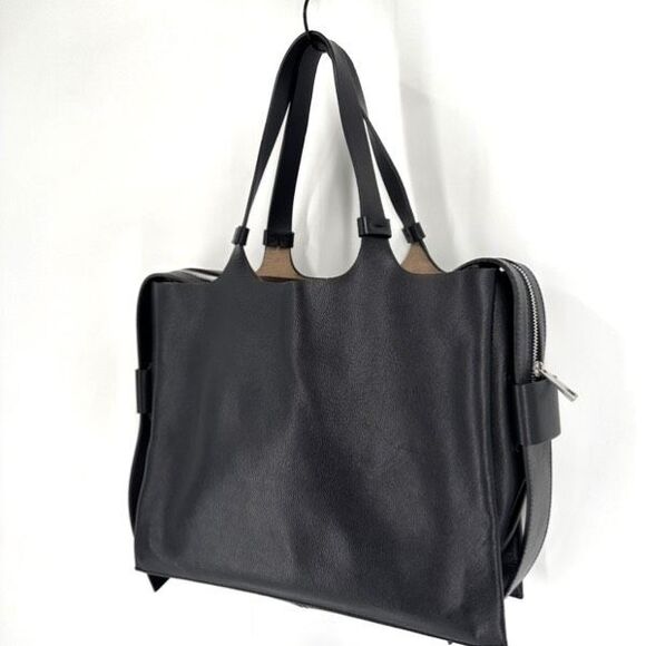 Lia Numa black leather handbag top handle bag satchel made in Italy - Picture 3 of 16